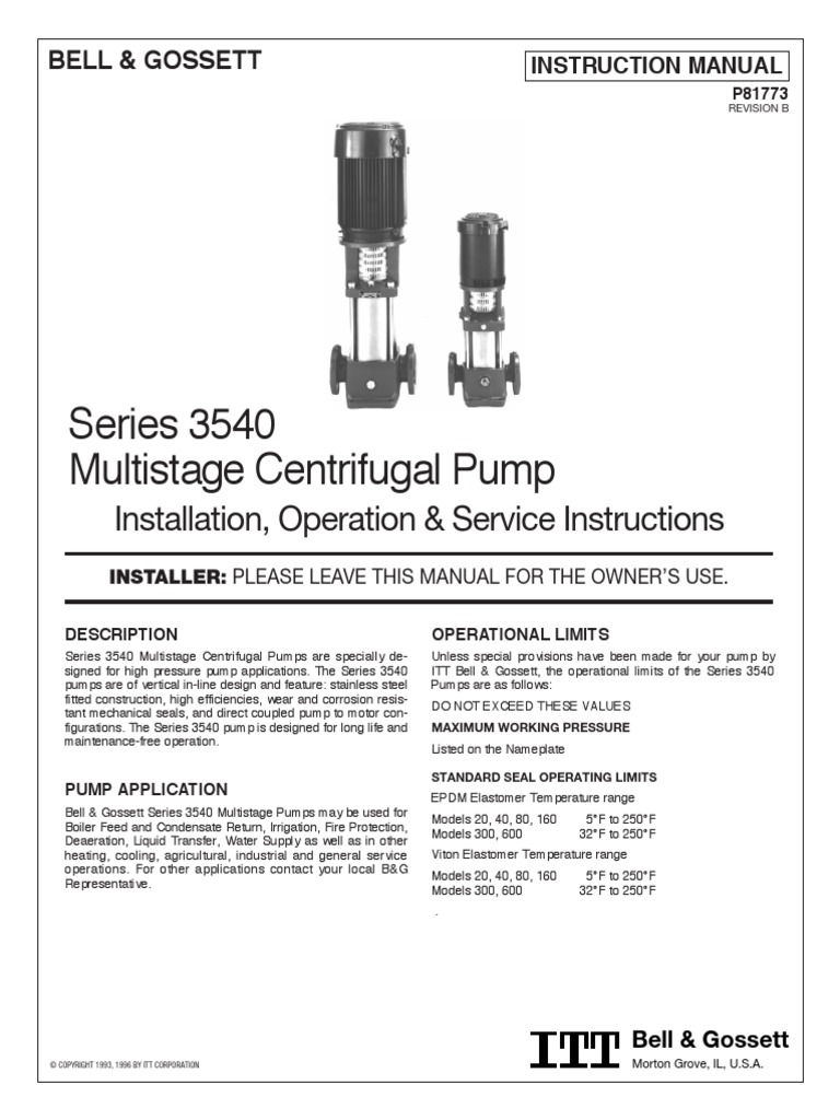 3530 Pump Installation Manual | PDF | Pump | Pipe (Fluid Conveyance)