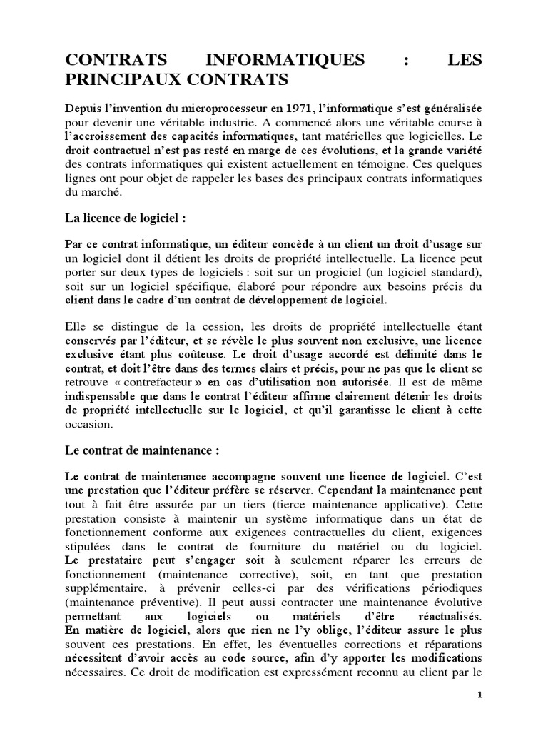 Contrats Informatiques Essentiels | PDF | Logiciel gratuit | Logiciel ...