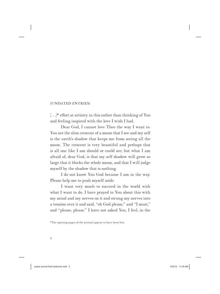 Excerpt From A Prayer Journal by Flannery O Connor PDF Hell Heaven