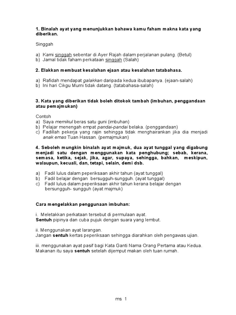 Nota Tentang Bina Ayat Pdf