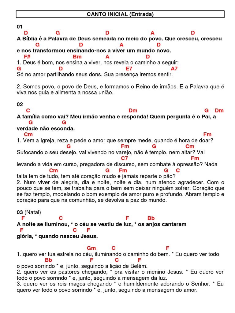 002 - Canto Inicial - Cifras, PDF, Amor