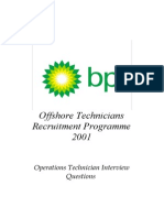 Offshore Technicians Recruitment Programme 2001: Operations Technician Interview Questions