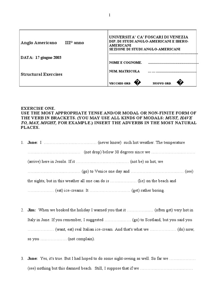Verb Tense and Sentence Structure Exercises | PDF | Syntax | Semantic Units