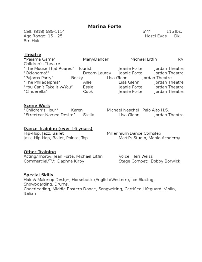 Theatre Resume Template | PDF