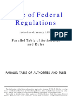 Code of Federal Regulations: Parallel Table of Authorities and Rules