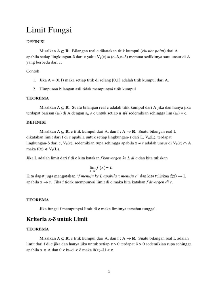 21 Contoh Soal Limit Fungsi Analisis Real Kumpulan Contoh Soal