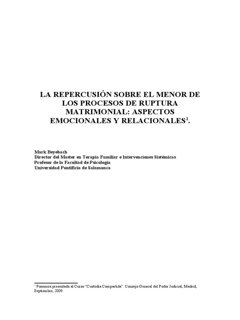 Impacto del Divorcio en Menores: Claves Emocionales | PDF | Unión ...