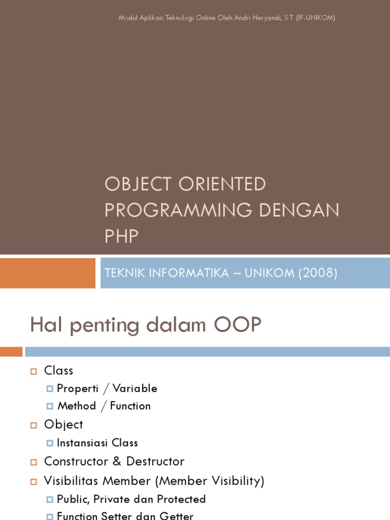 OOP Dengan PHP PDF | PDF