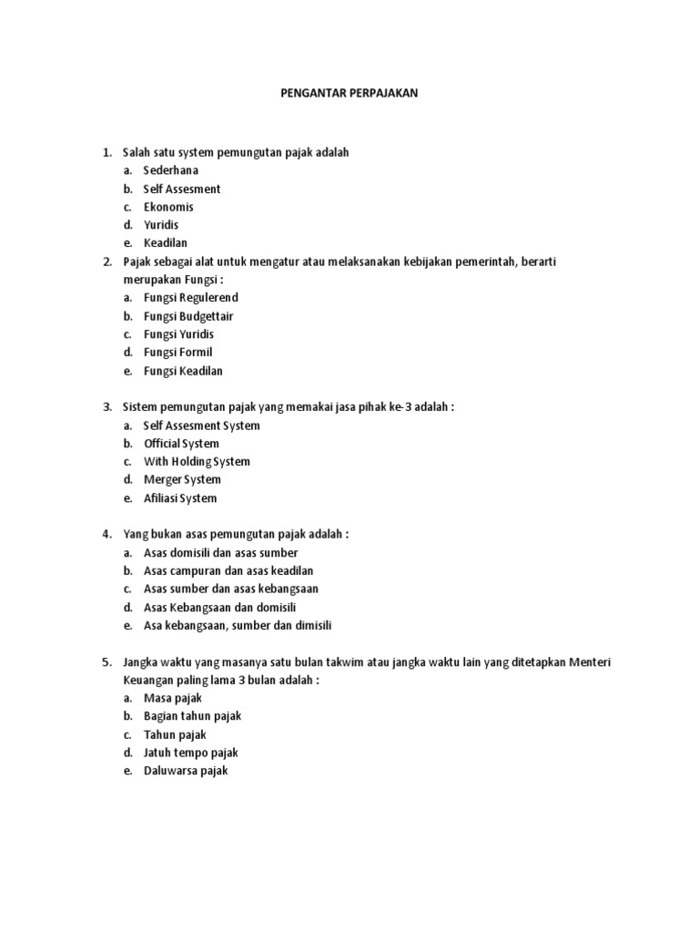 Kuis Uts Pengantar Perpajakan