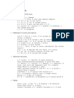 Basic Matlab Commands