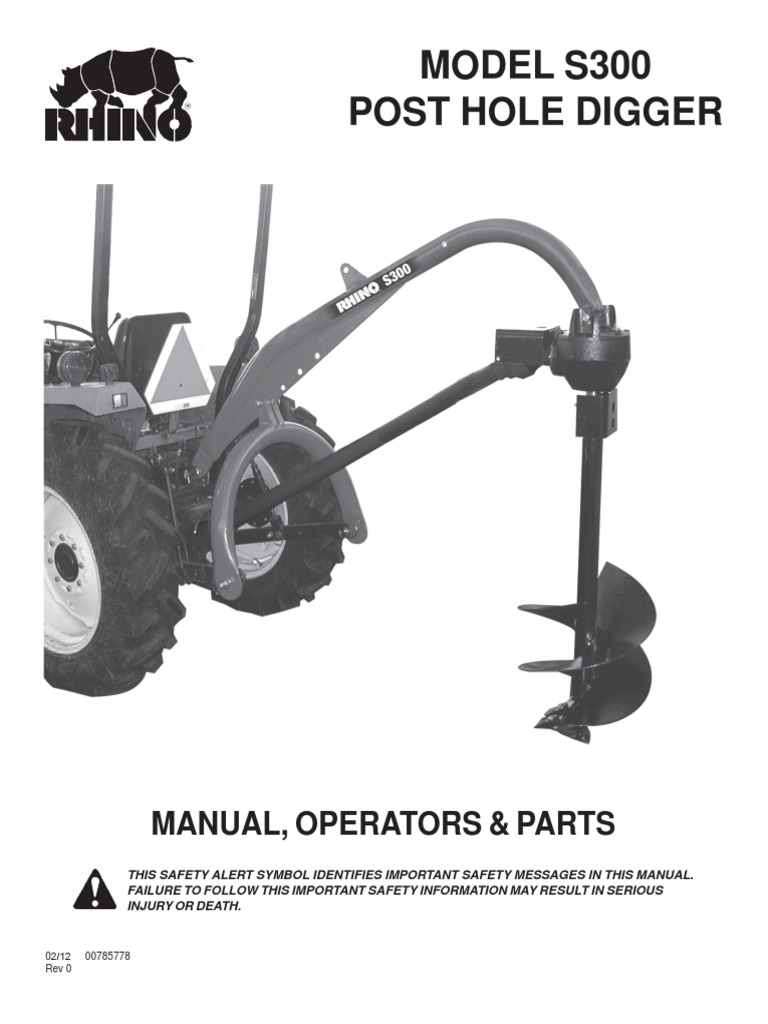 RHINO POST HOLE DIGGER.pdf Tractor Screw