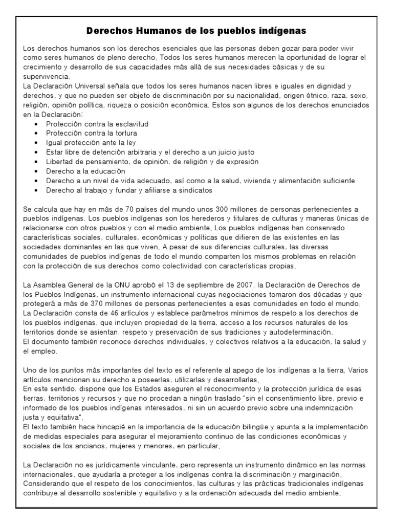 Derechos Humanos de Los Pueblos Indígenas | PDF | Gente indígena ...
