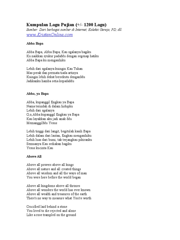 Lirik Lagu Bless The Lord Oh My Soul Dan Terjemahan