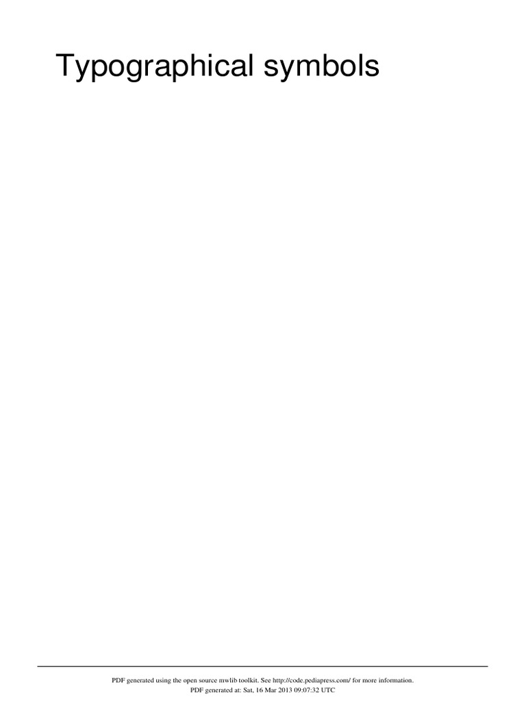 Typographical Symbols Wiki Pediapdf Typography Typefaces - 