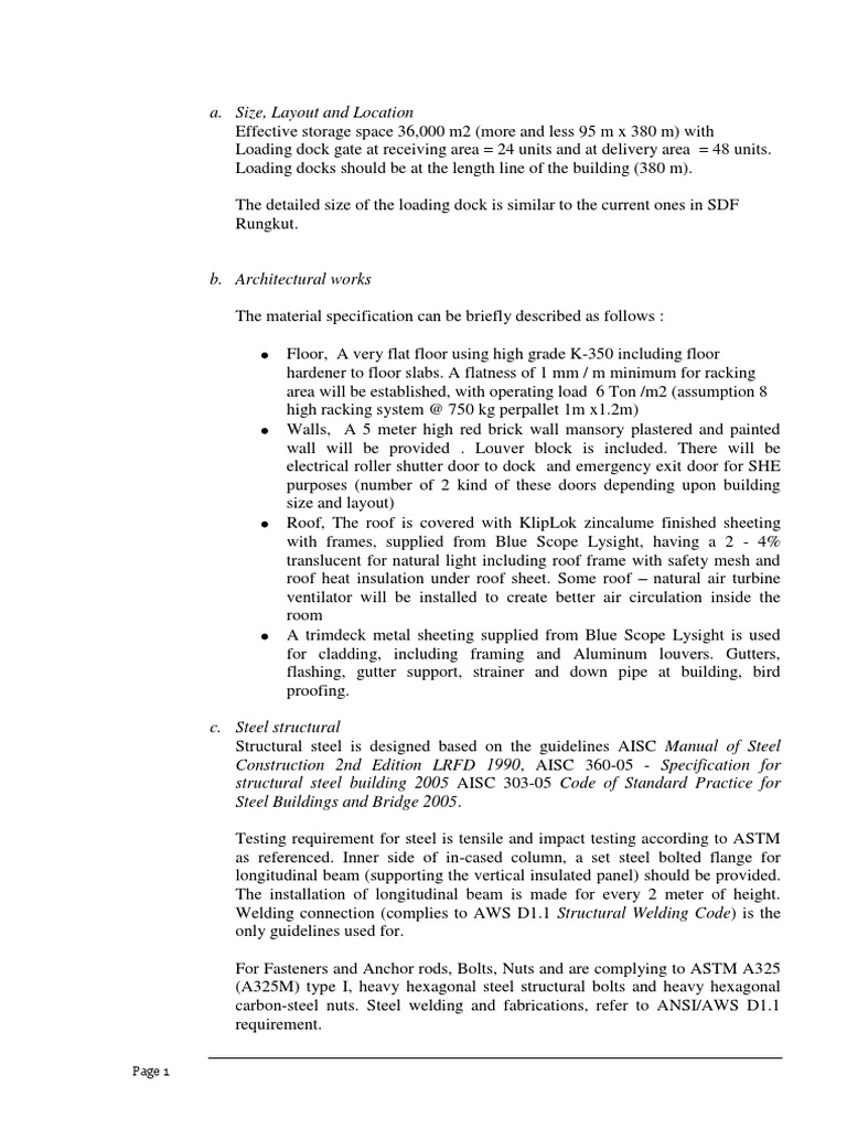 Warehouse Construction Specifications | PDF | Deep Foundation | Framing ...