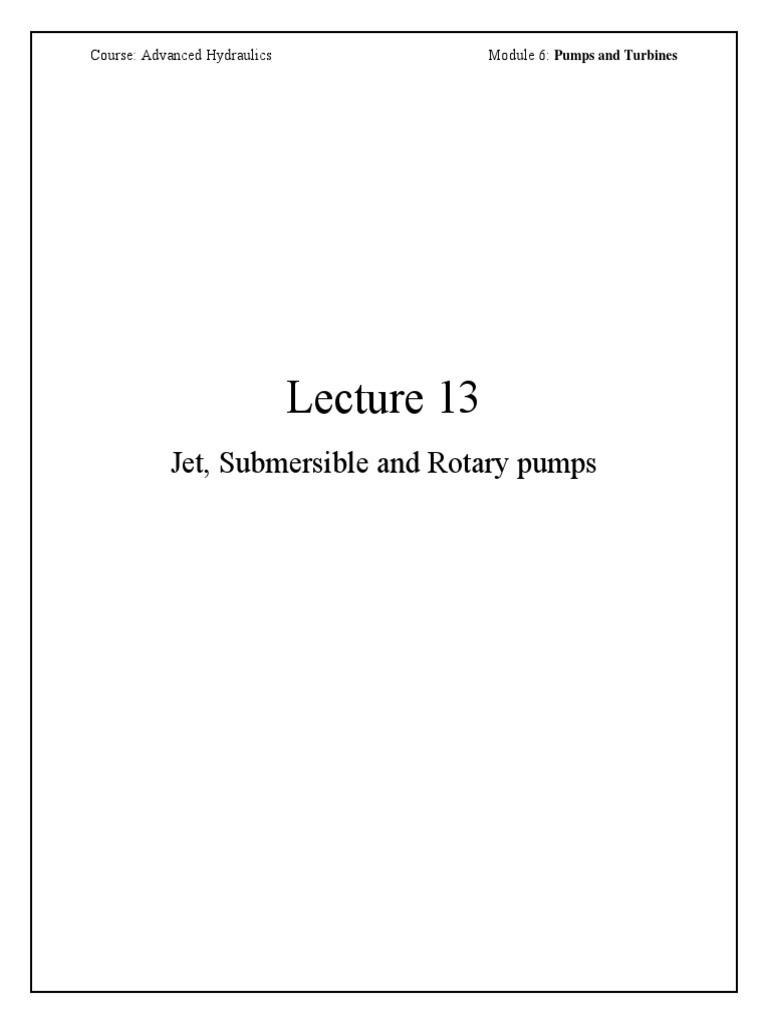 Jet, Submersible and Rotary Pumps PDF Turbine Pump