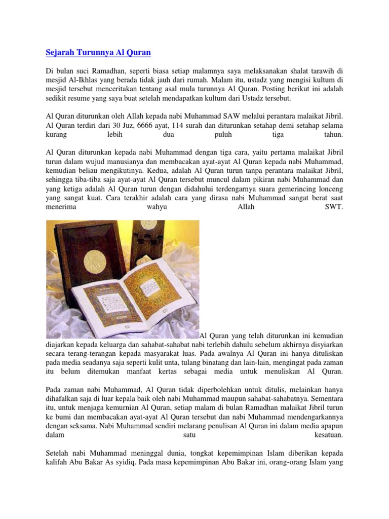 Sejarah Turunnya Al Quran Pdf