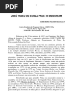 JOSÉ TADEU DE SOUZA PAES IN MEMORIAM