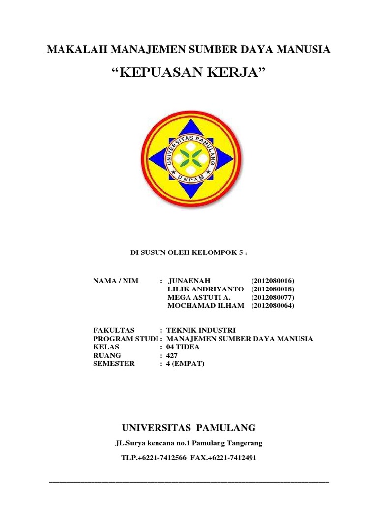 Makalah Kepuasan Kerja