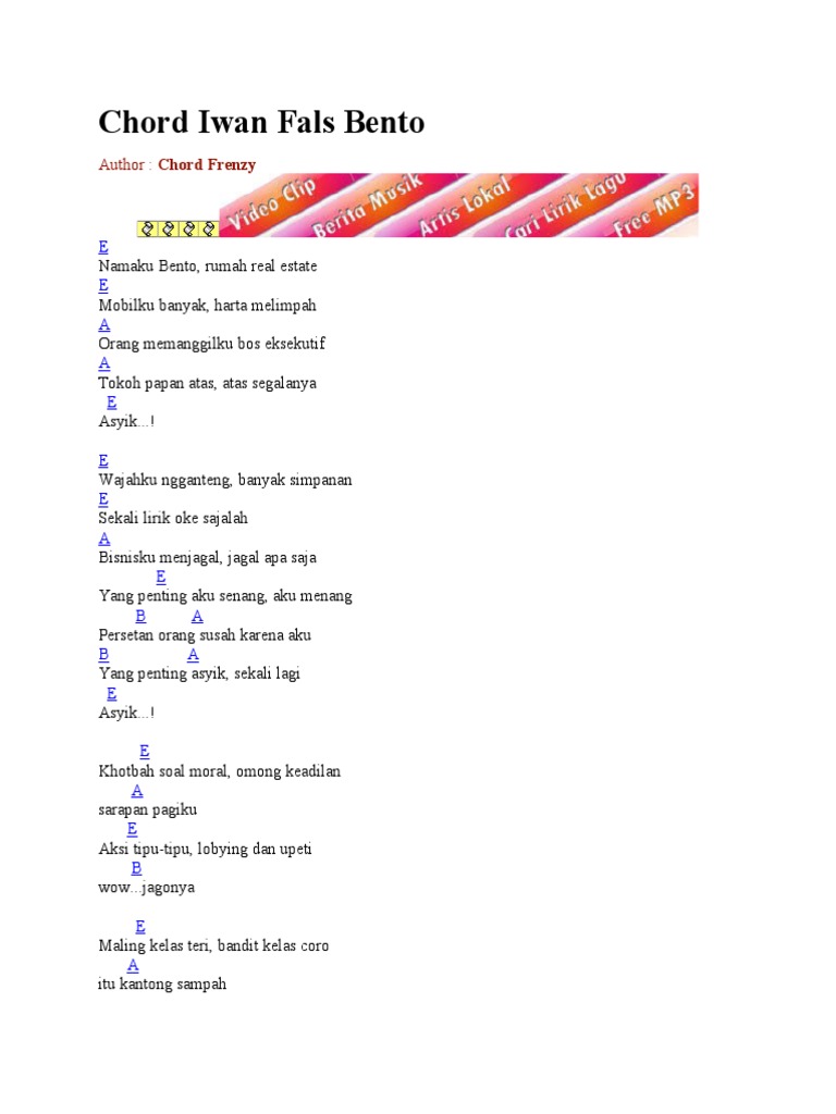 Chord Iwan Fals Bento