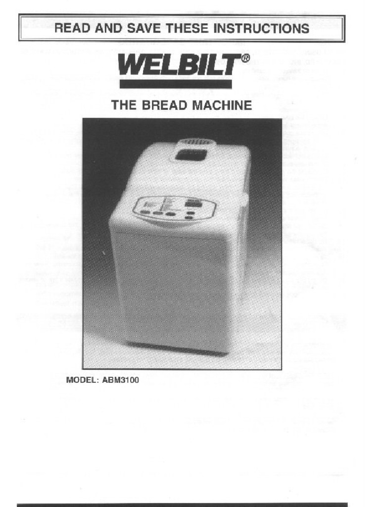 Welbilt Manual ABM3100 PDF Tools Manufactured Goods