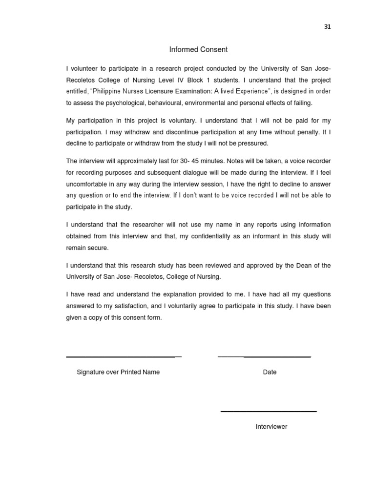 Informed Consent for Nursing Research Study | PDF