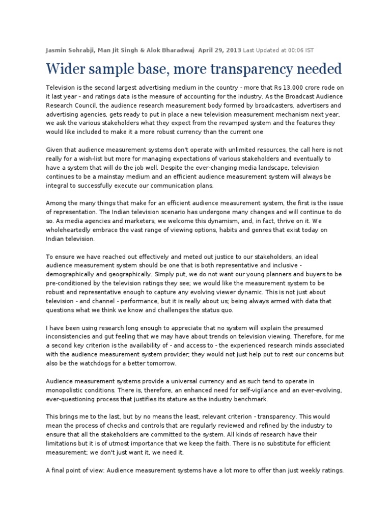 Wider Sample Base | PDF | Audience Measurement | Scientific Observation