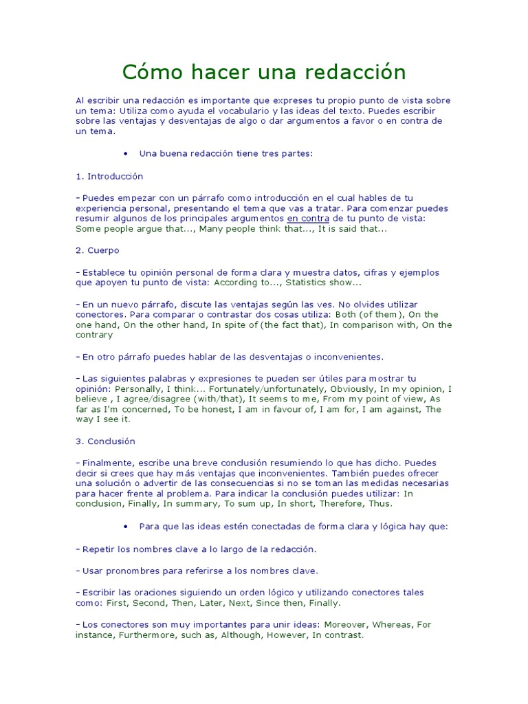 Cómo hacer una redacción Objeto (Gramática)