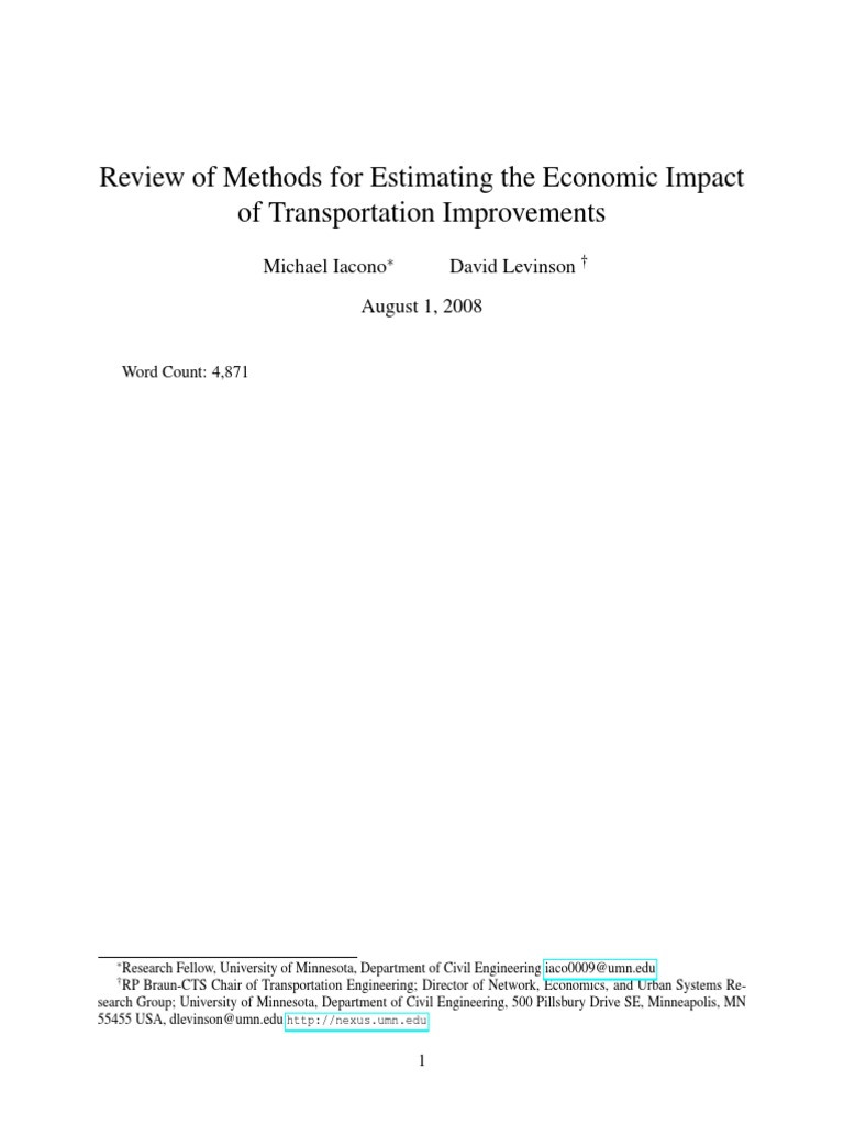 Economic Impact of Transportation Upgrades | PDF | Economic Model ...