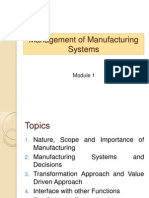 Management of Manufacturing Systems