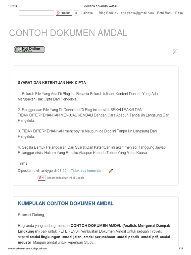 Contoh Dokumen Amdal Di Blog Http Contoh Dokumen Amdal Blogspot Com