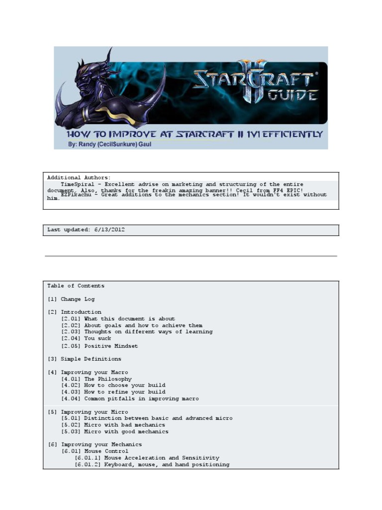 Mastering StarCraft II: A Player's Guide | PDF | Goal | Understanding