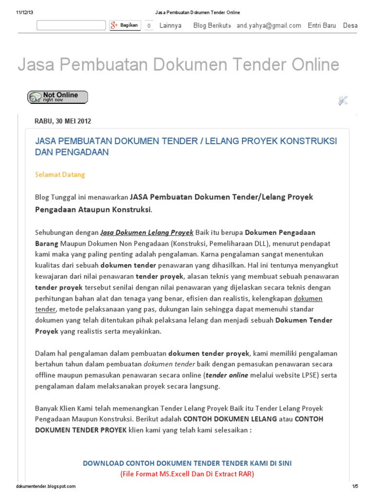 Contoh Dokumen Tender Lengkap Pdf - Dokumen Pilihan