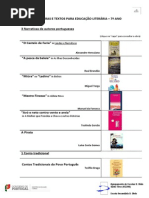 LISTA DE OBRAS E TEXTOS PARA EDUCAÇÃO LITERÁRIA 7º ano