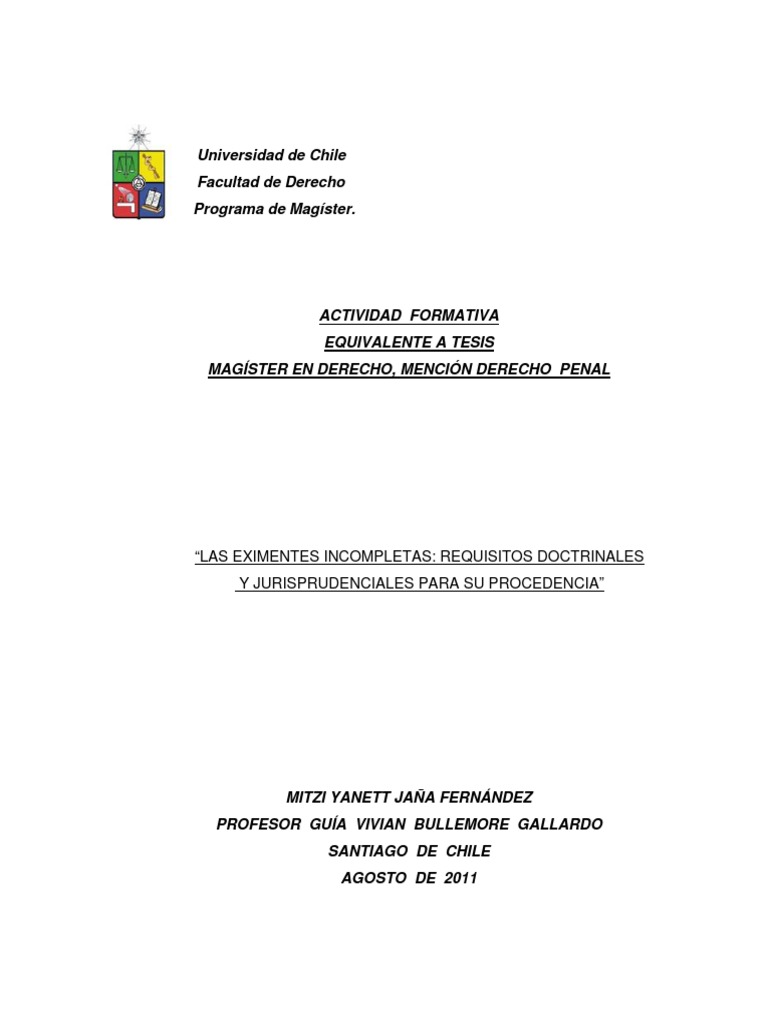Eximentes Incompletas en Derecho Penal | PDF | Psicosis | Derecho penal