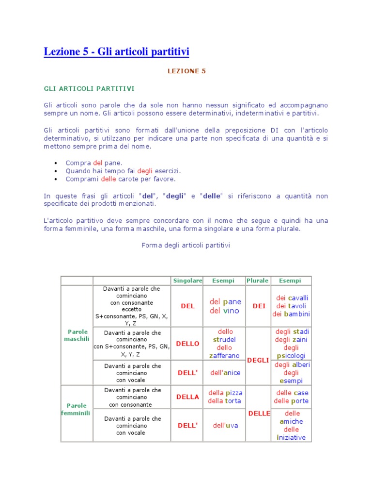 Articoli Partitivi In Francese Esercizi Pdf