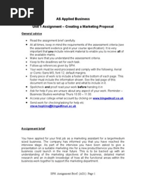 Marketing Proposal ASSIGNMENT