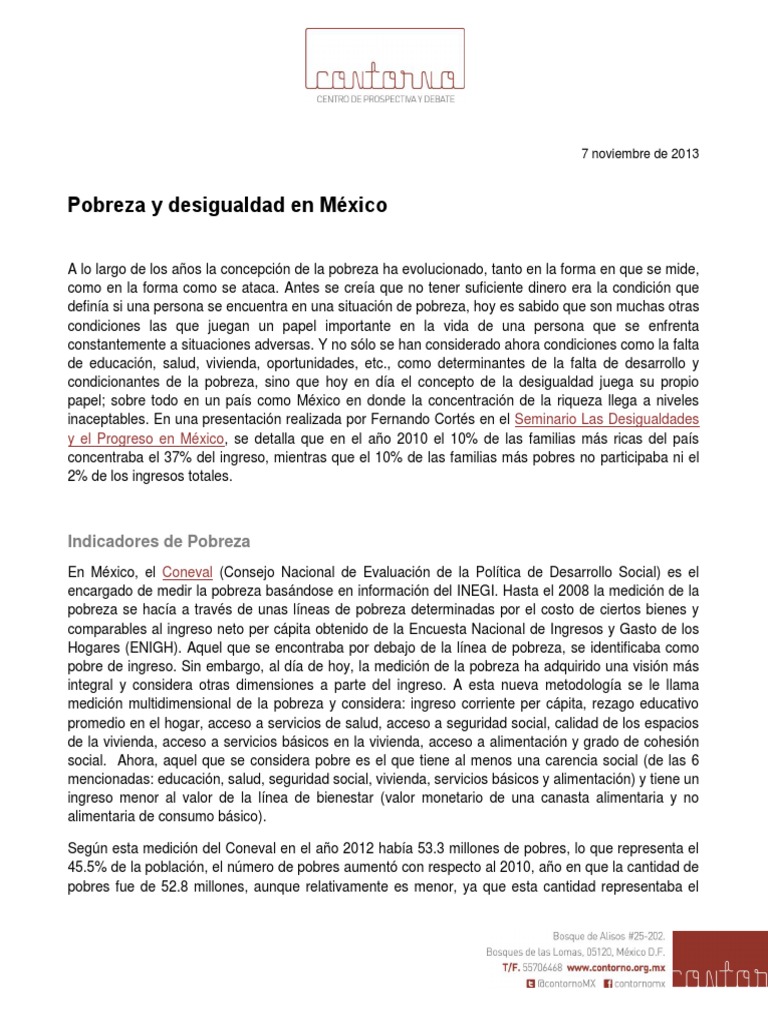 Pobreza y Desigualdad en México 2012 | PDF | Pobreza | Pobreza e indigencia