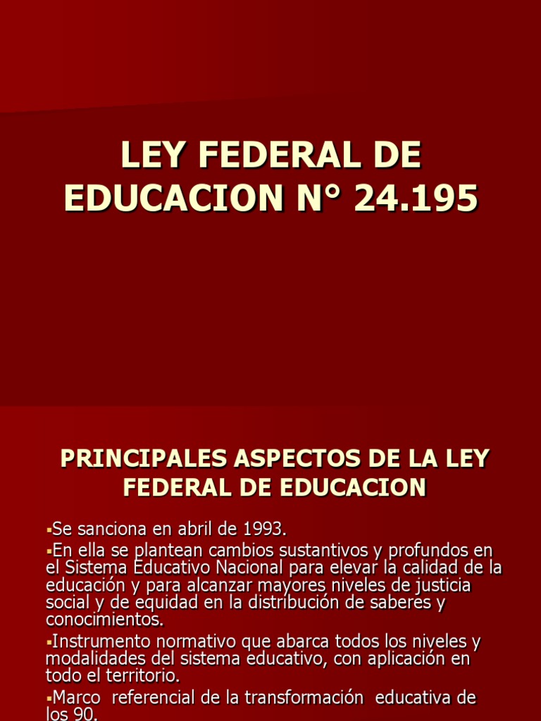 Ley Federal de Educacion | PDF | Jardín de infancia | Federación