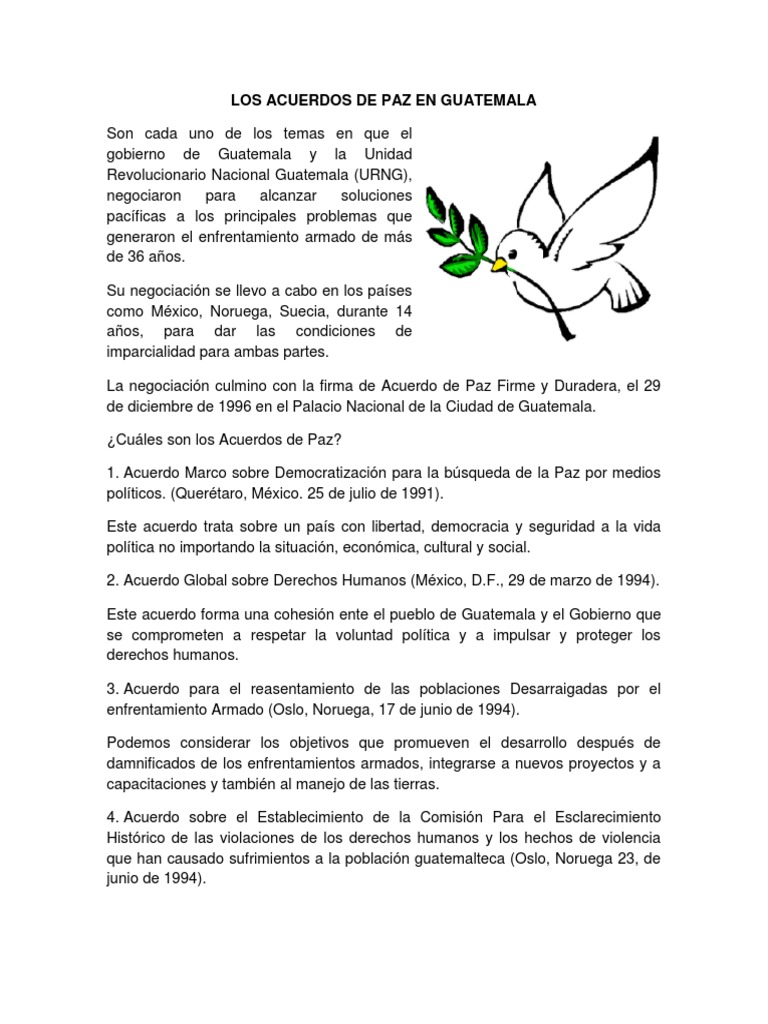 Acuerdos de Paz en Guatemala: Resumen | PDF | Guatemala | Violación