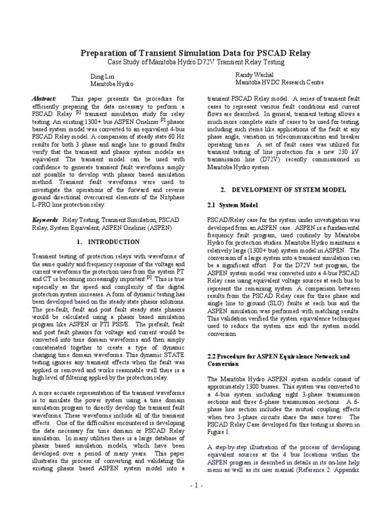 PSCAD Relay Case Study | PDF | Electric Power Transmission | Relay