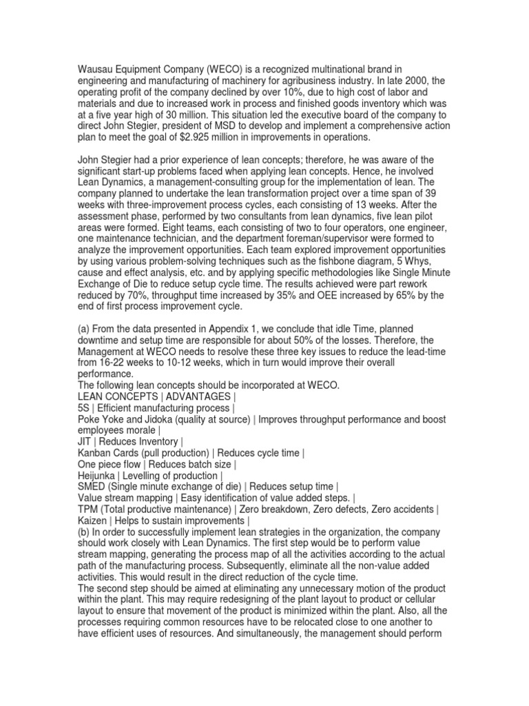 Wausau Equipment Company PDF Lean Manufacturing Inventory