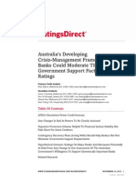 Australia's Developing Crisis-Management Framework For Banks Could Moderate The Government Support Factored Into Ratings