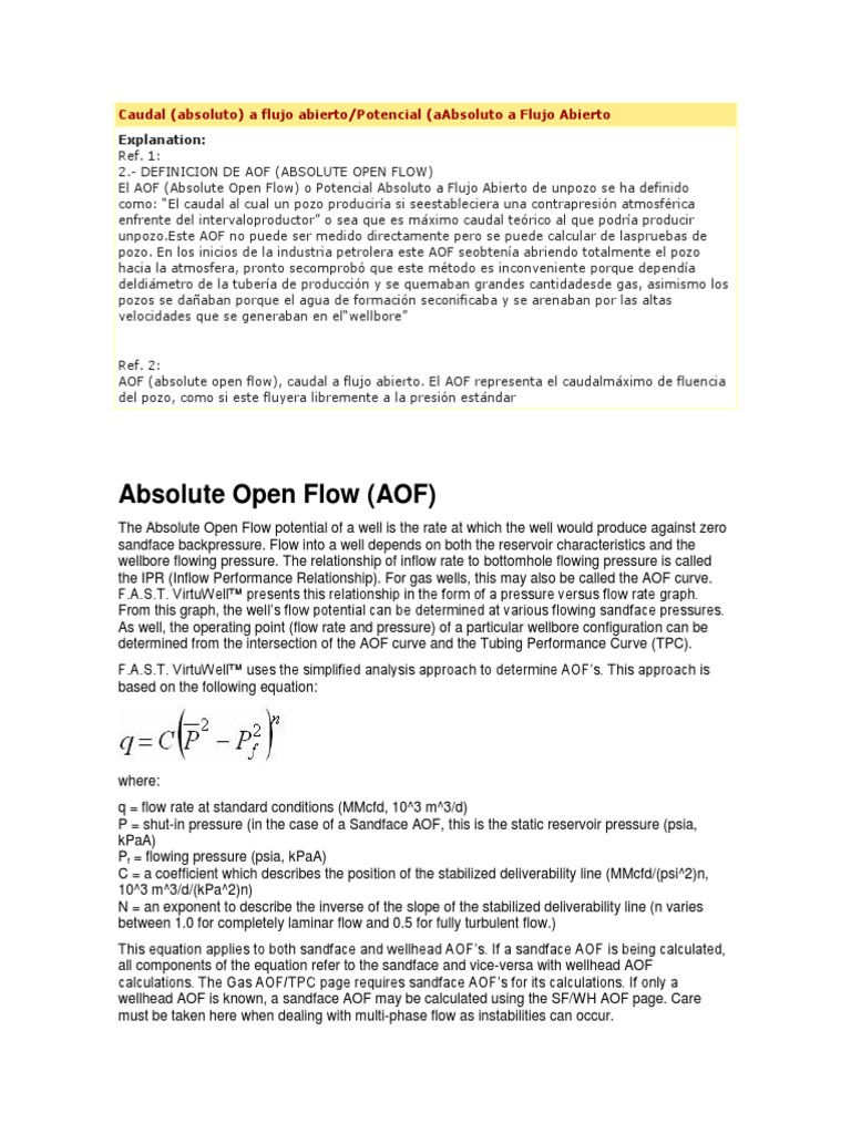 Absolute Open Flow (AOF) Explanation PDF Fluid Dynamics