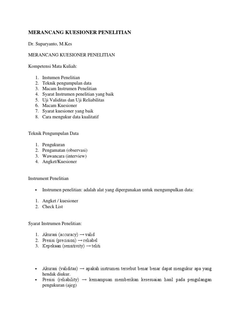 Merancang Kuesioner Penelitian