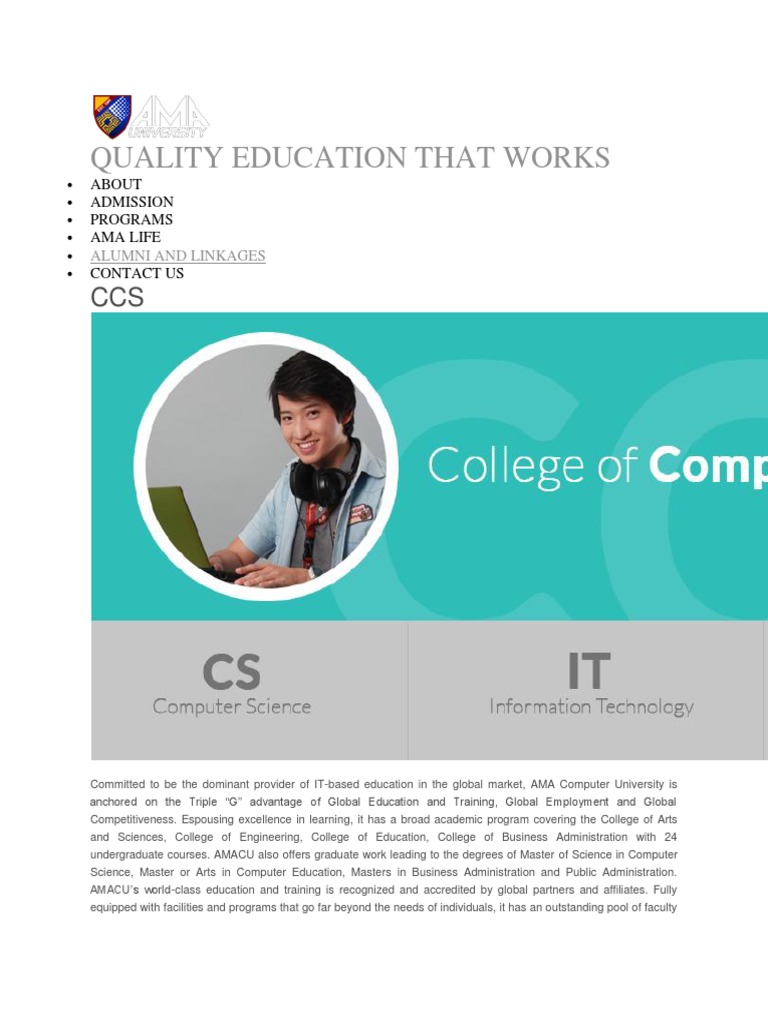 AMA Computer University IT Programs | PDF | Curriculum | Computer Science