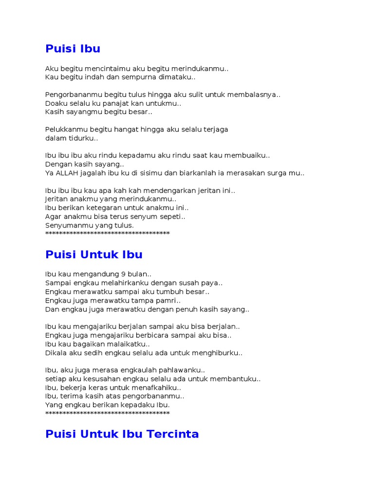 Puisi Ibu Melahirkan Koleksi Puisi