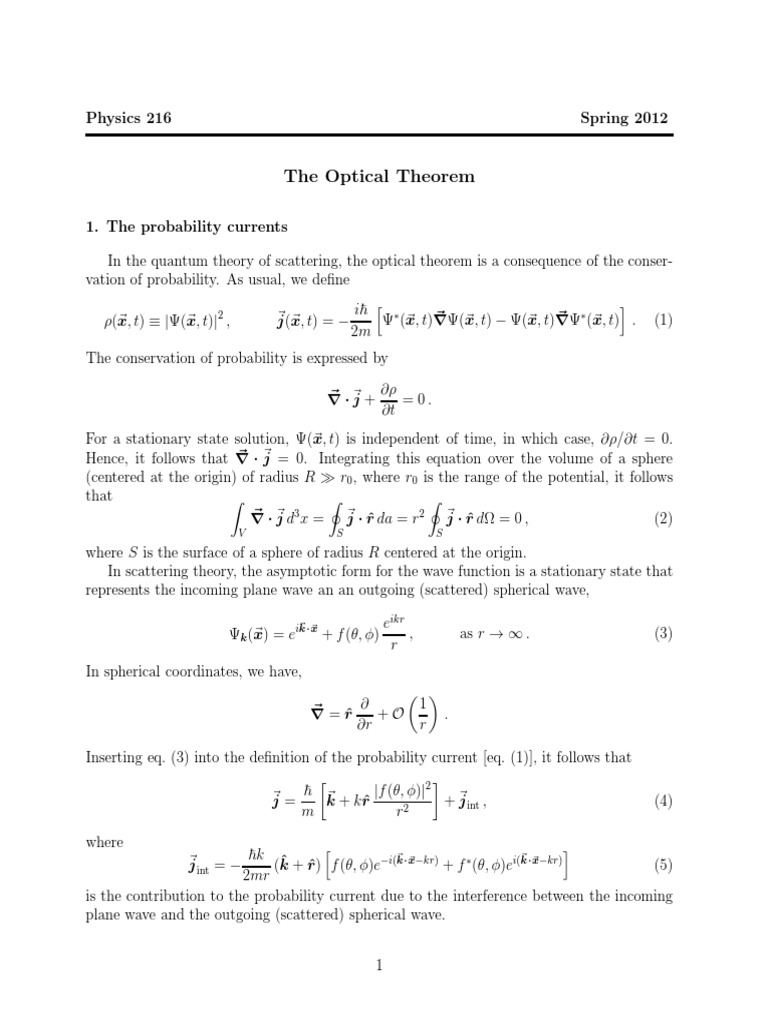 Optical Theorem PDF Sphere Cross Section (Physics)