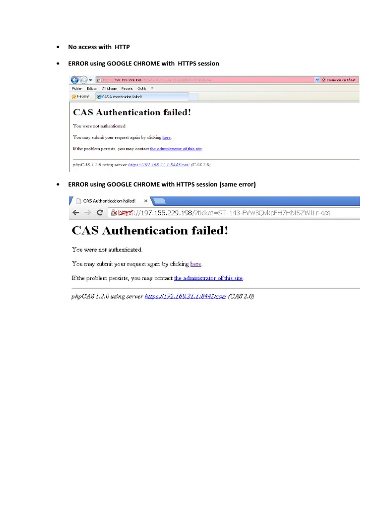 No Access With HTTP ERROR Using GOOGLE CHROME With HTTPS Session | PDF