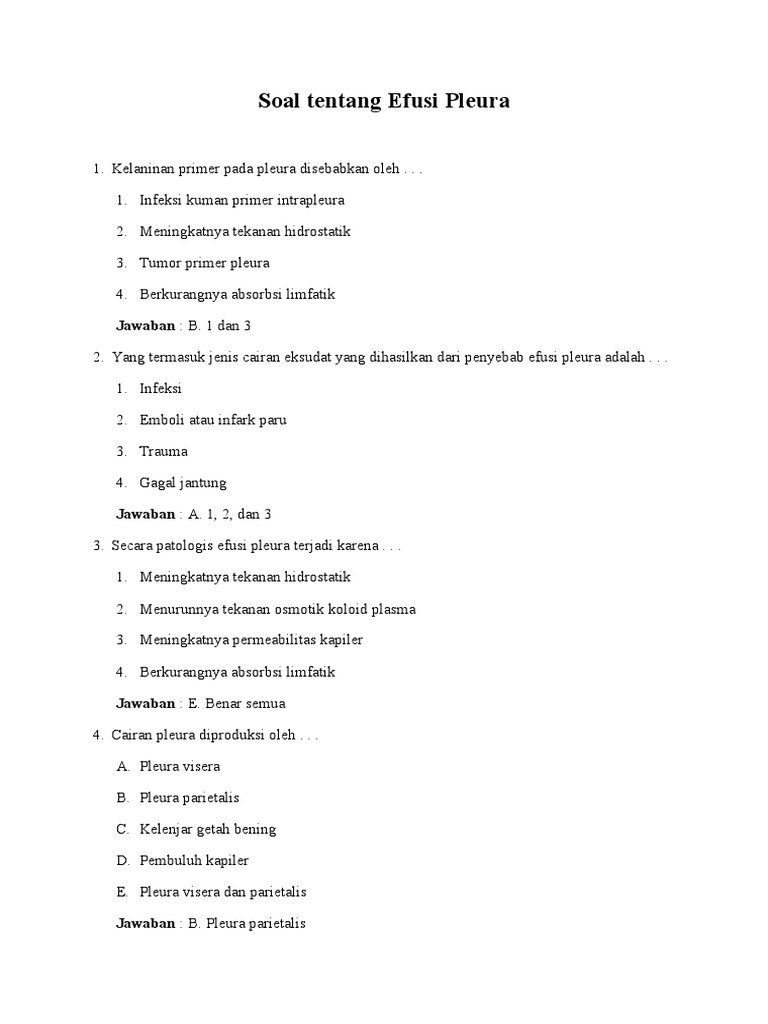 Soal Tentang Efusi Pleura Doc
